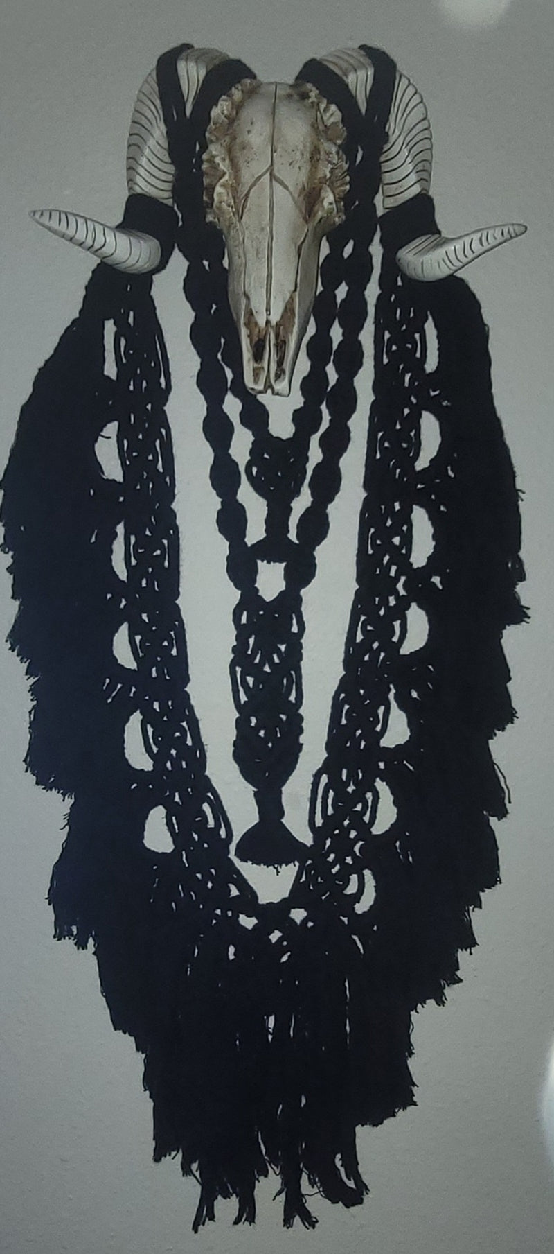 Black Cord and Ivory Resin Ram Skull