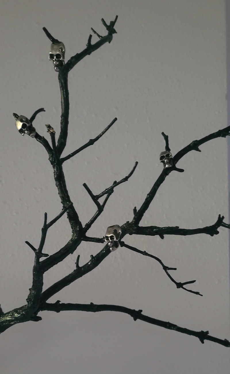 Tree of Protection with Amethyst Beads in the Rain and Silver Skull beads